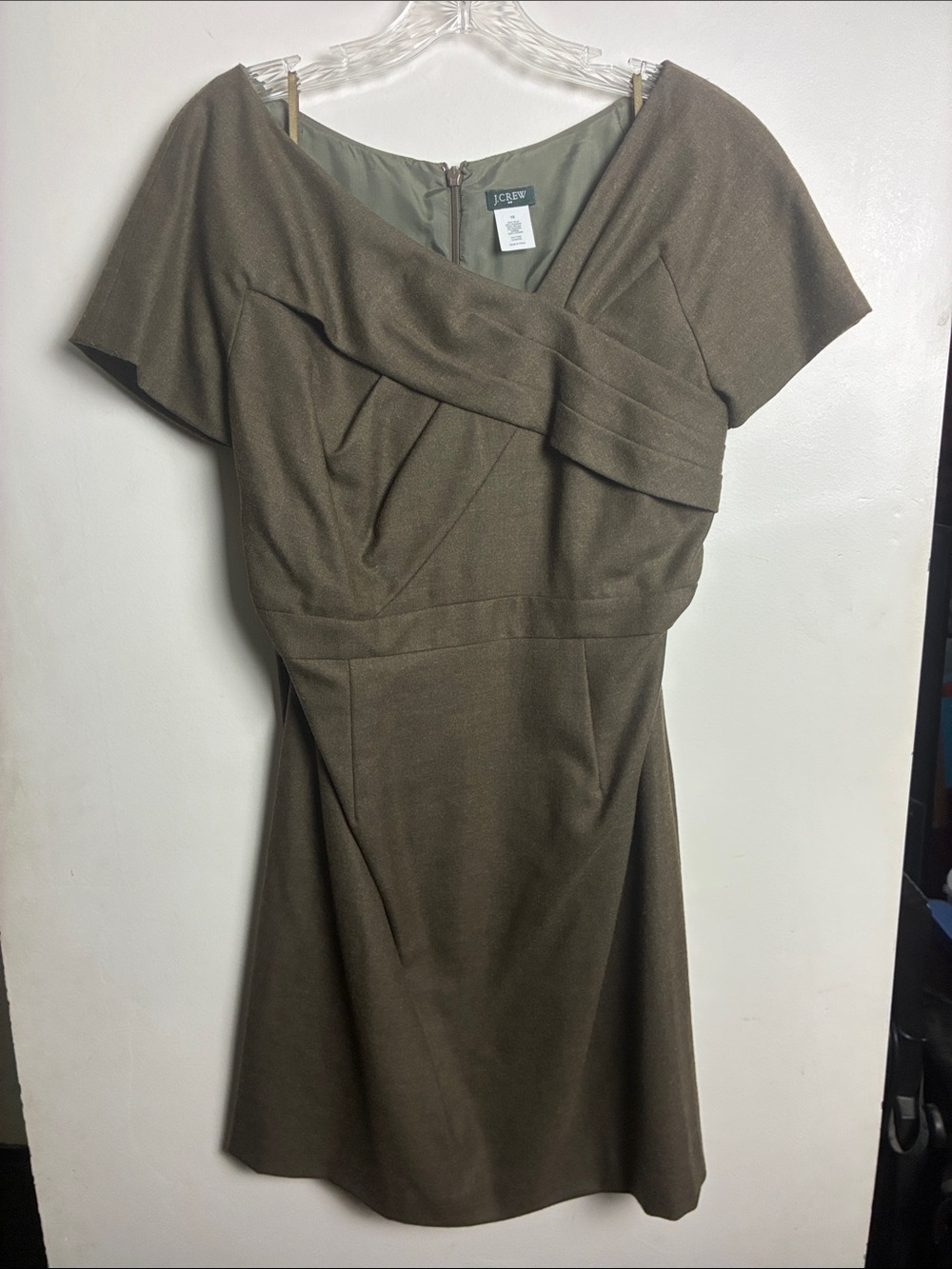 J. Crew Olive Green Draped Midi Dress